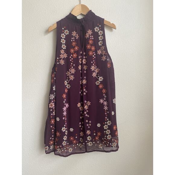 Anthropologie Floreat Blouse Top Womens Small Embroidered Daisy Flower Chiffon - Picture 3 of 6